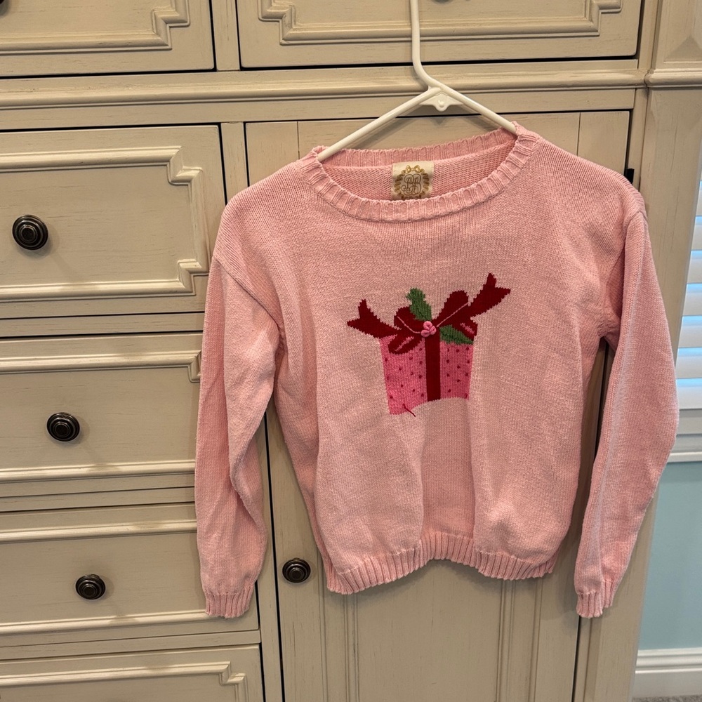 The Beaufort Bonnet Company Girls Pink Sweater with Gift Motif